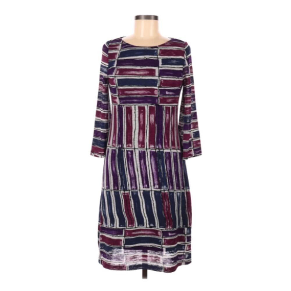 Ellen Tracy Purple Pattern Knee Length Dress 8